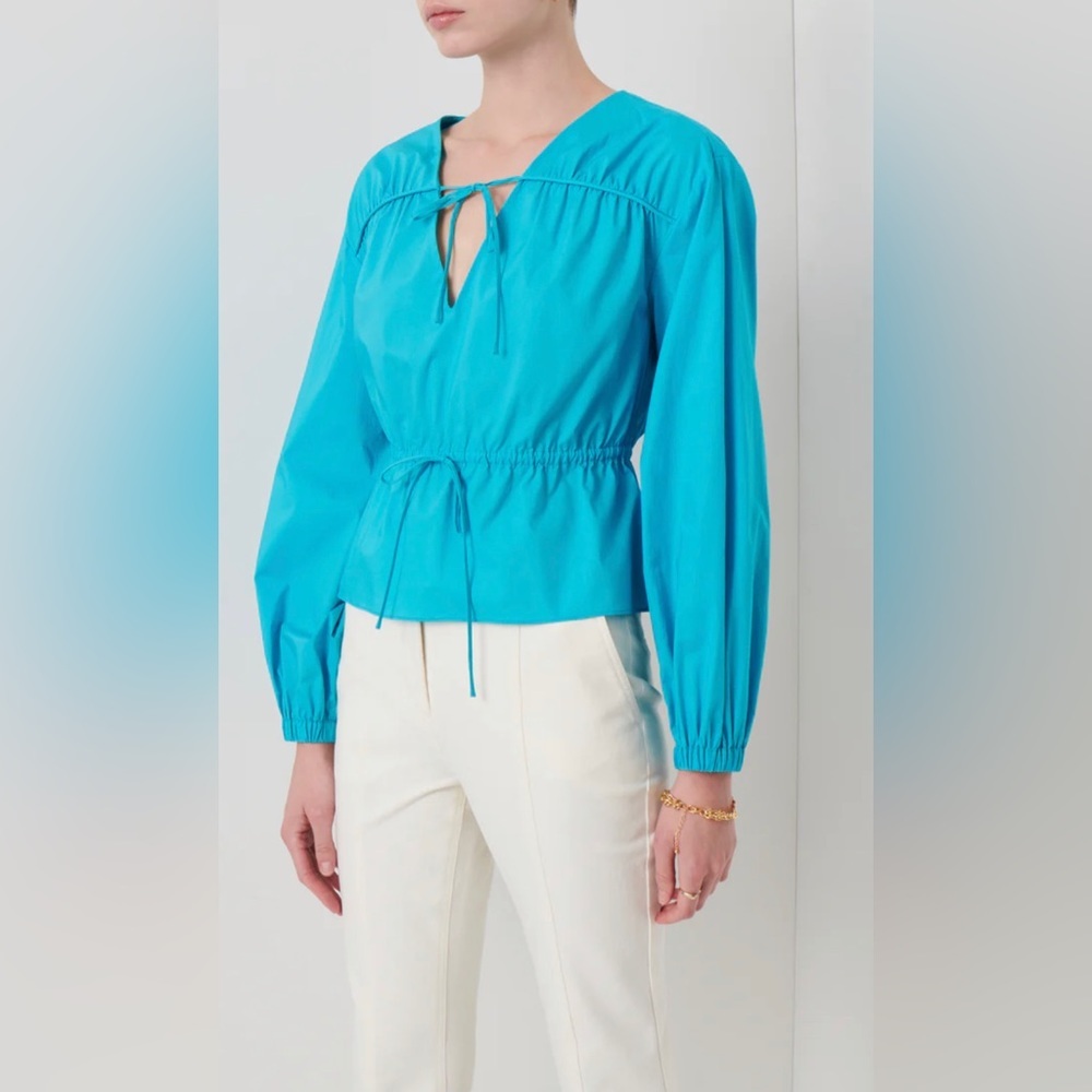 Derek Lam‎ | Breanna Long Sleeve Gathered Top - Picture 4 of 9